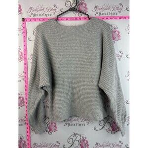 Open edit sweater knit knitted, comfy, Light Grey Ribbed Crewneck Sweater